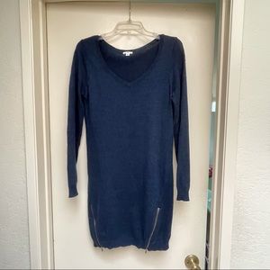 BP Long Sleeve Sweater Dress with Zippered Slits